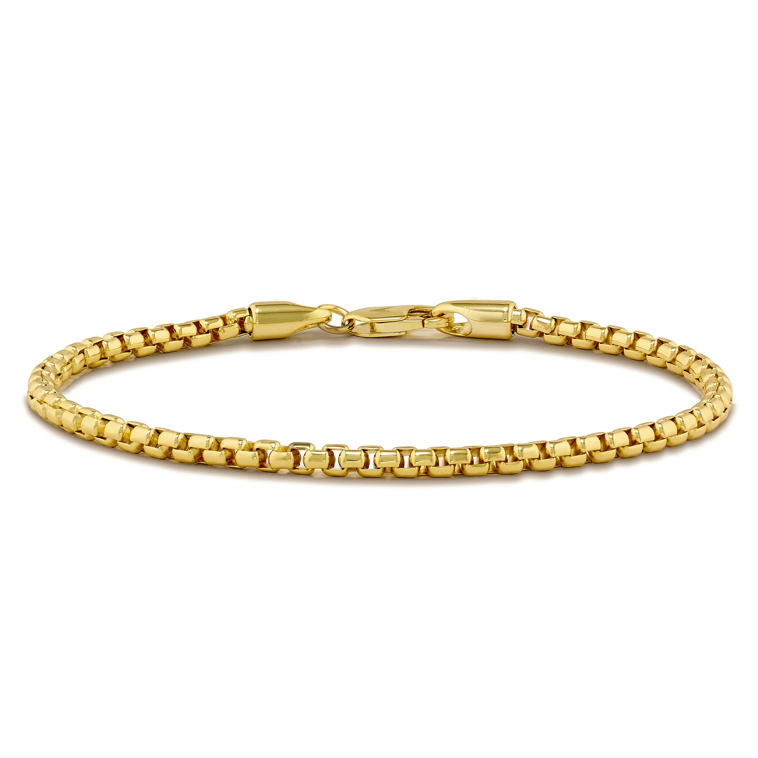 18K Yellow Gold Filled Tarnish-Free Italian 3mm Round Box Chain Bracelet  M5KBY | eBay