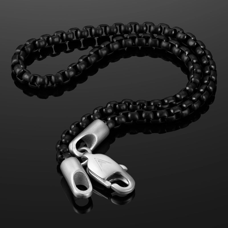 Box Chain Bracelet, 3MM - Black