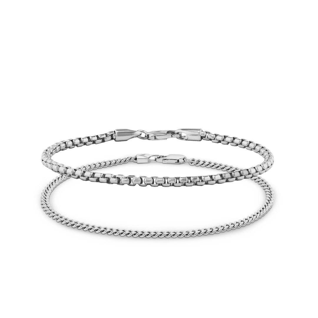 Chain Bracelet Set - Sterling Silver Set