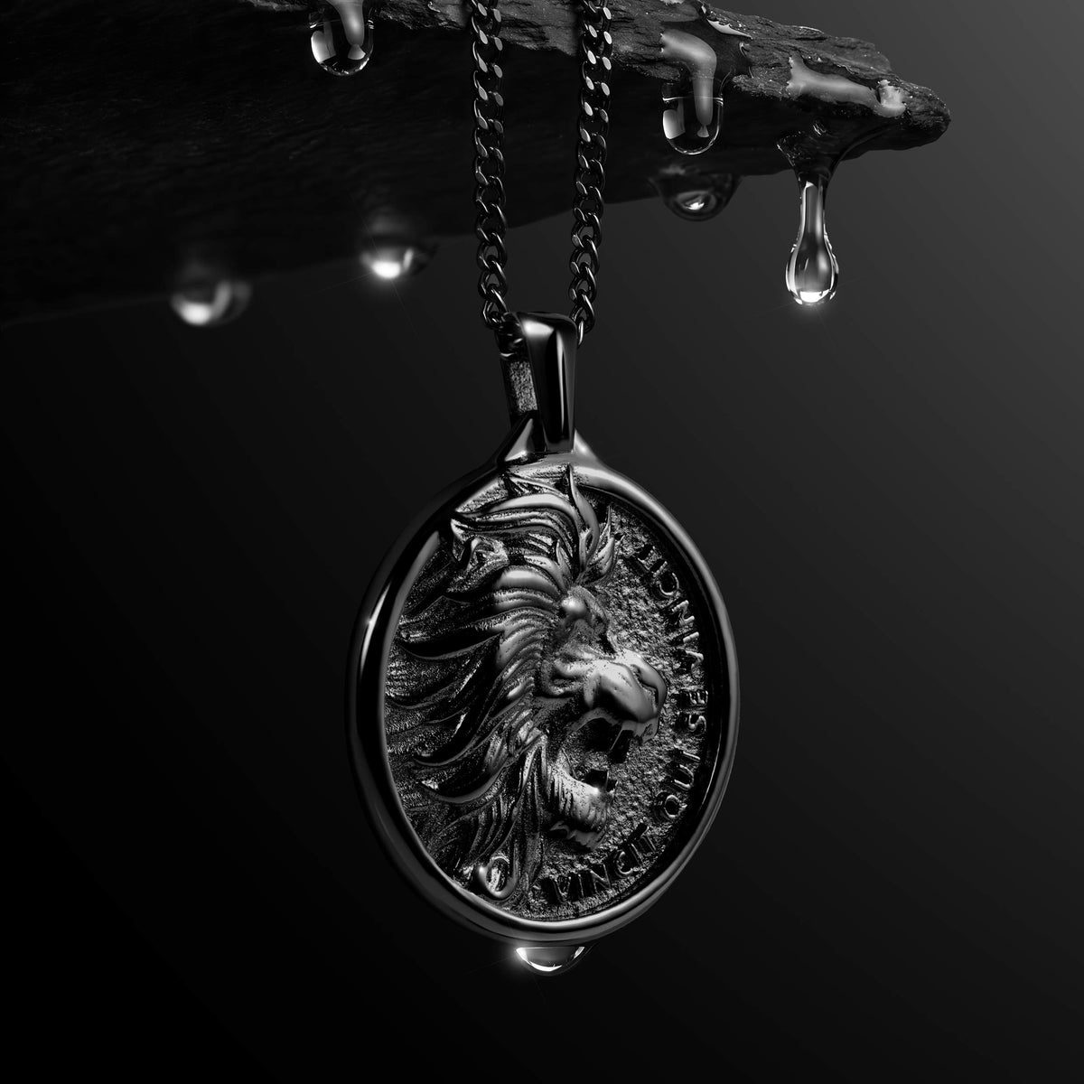 Black Stealth Lion Pendant for Men 
