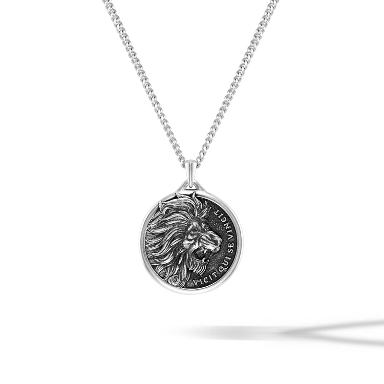 Mens Lion sterling silver pendant