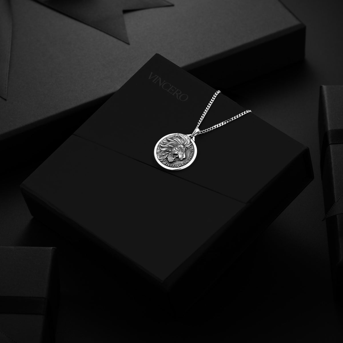 Mens Lion sterling silver pendant