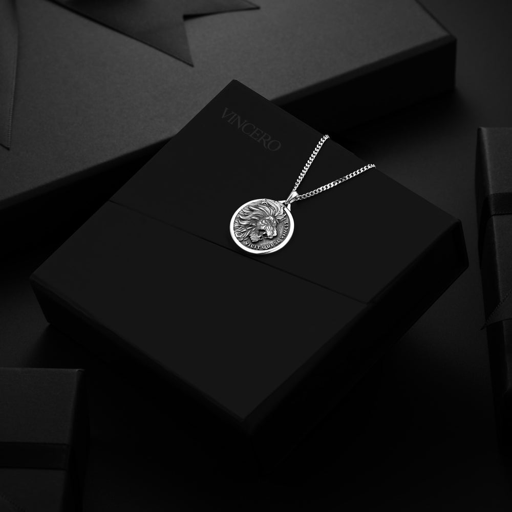 Mens Lion sterling silver pendant
