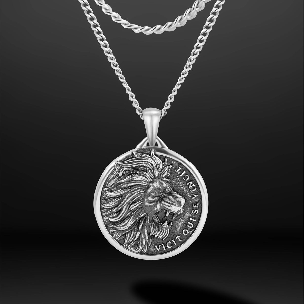 Mens Lion sterling silver pendant