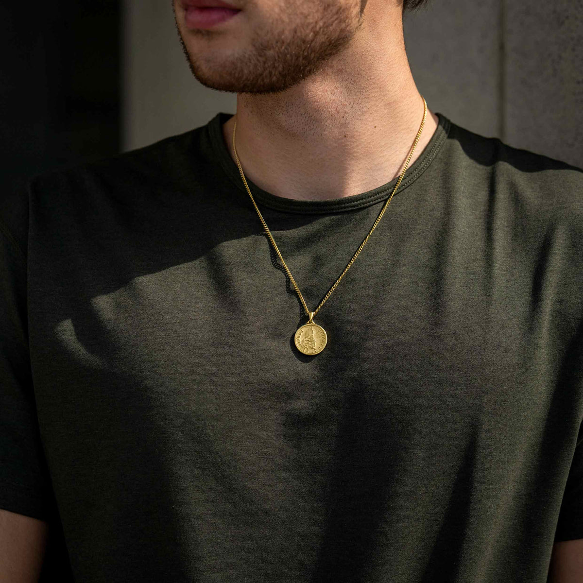 Gold Spartan pendant for men