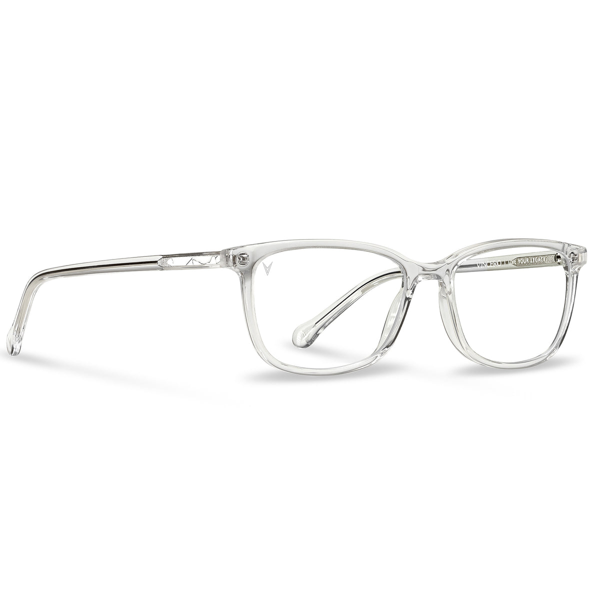 Clear eyeglasses on a white background
