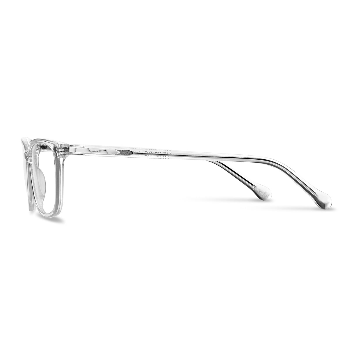 Clear eyeglasses on a white background