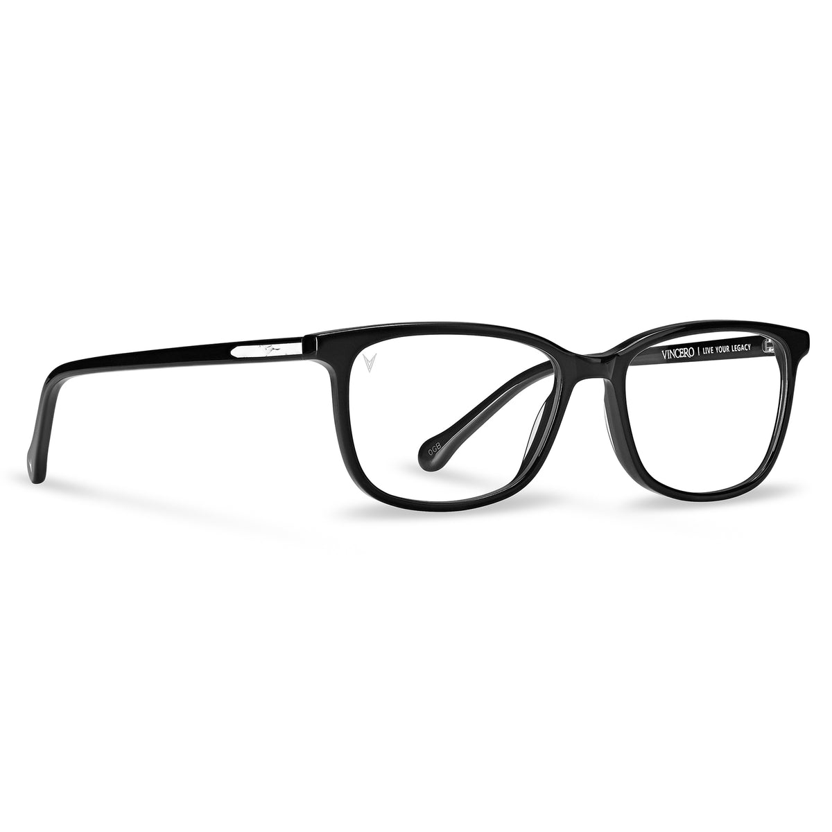 Black eyeglasses on a white background