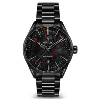 Black wristwatch with 'Vincero' brand on a white background