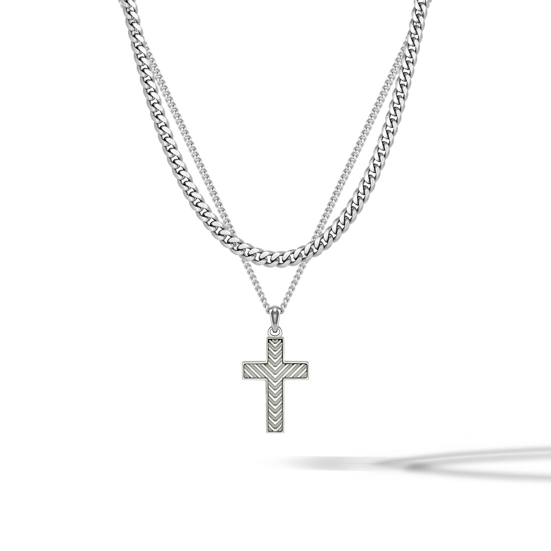 Chevron Cross Set - Silver