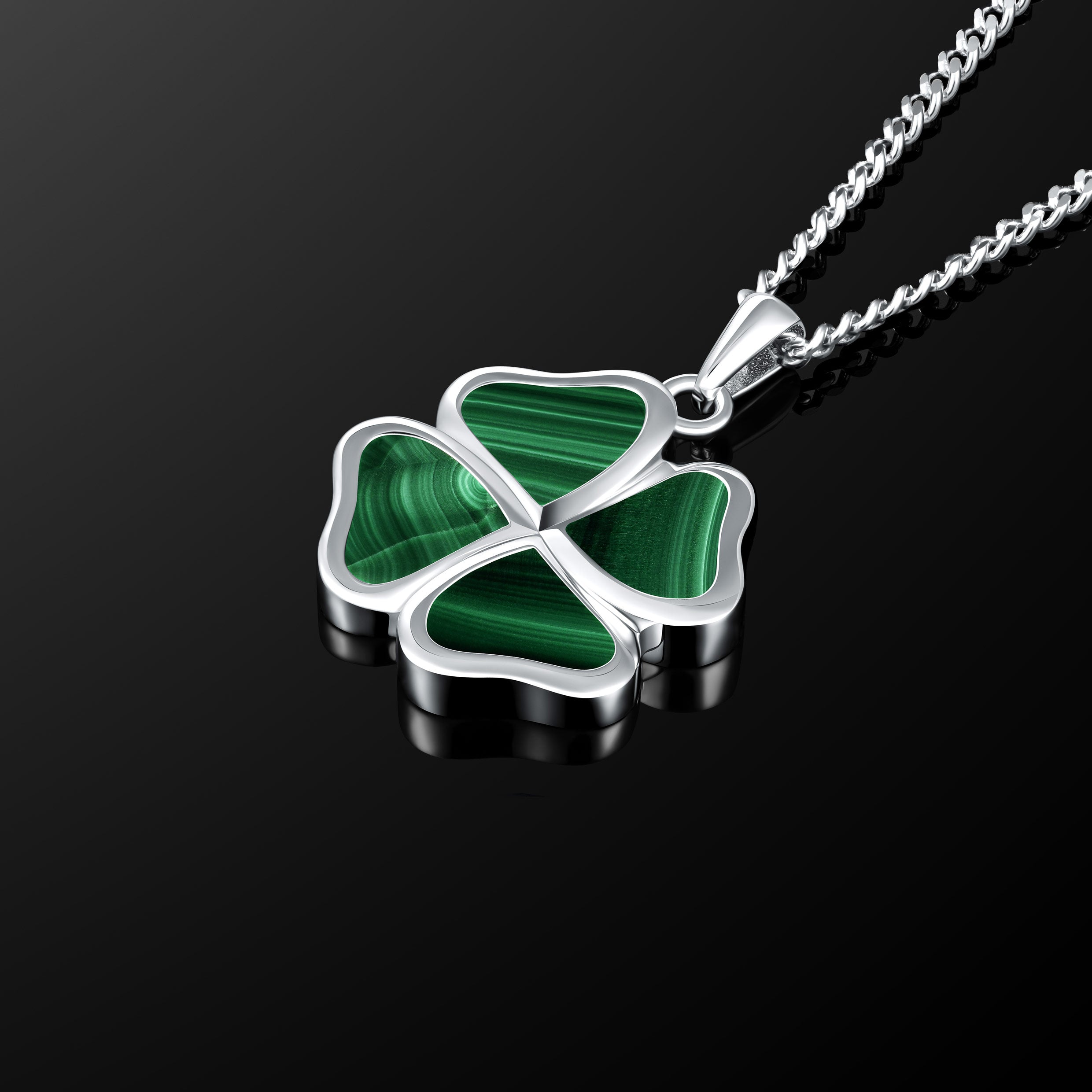 Men's Clover Pendant - Malachite & Sterling Silver | Vincero