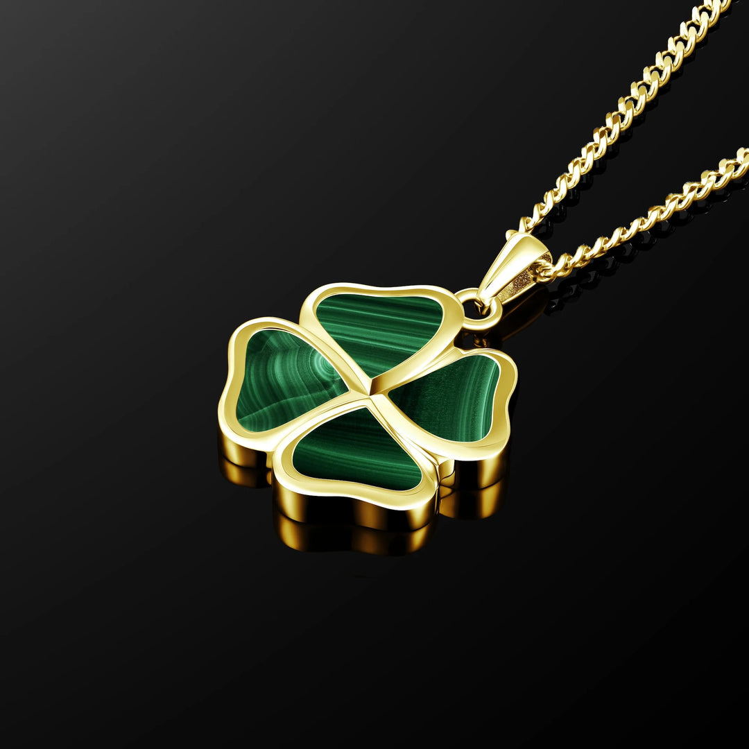 Clover Pendant - 14K Gold - Malachitehover image
