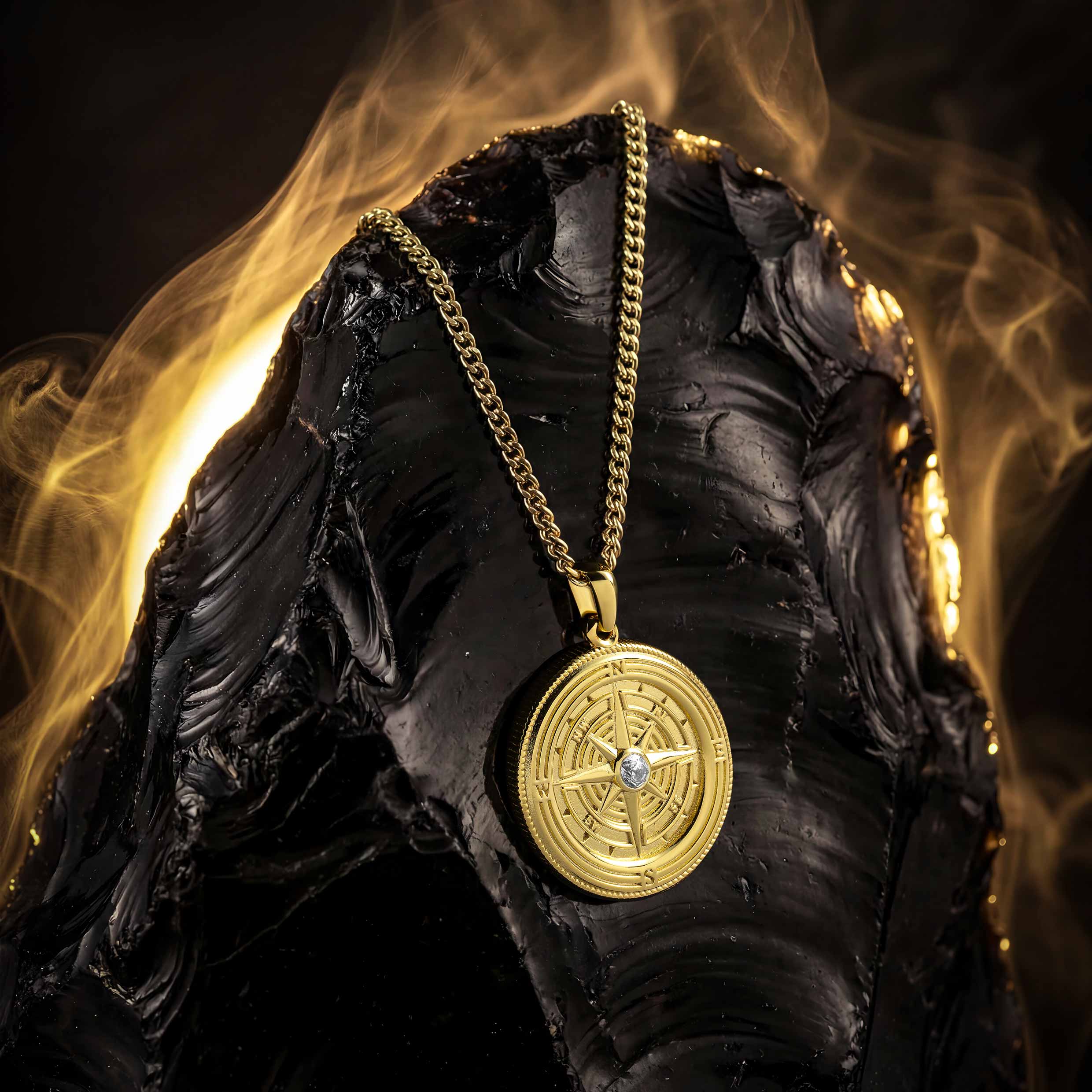 Mens Compass Necklace 14K Gold | Vincero Collective
