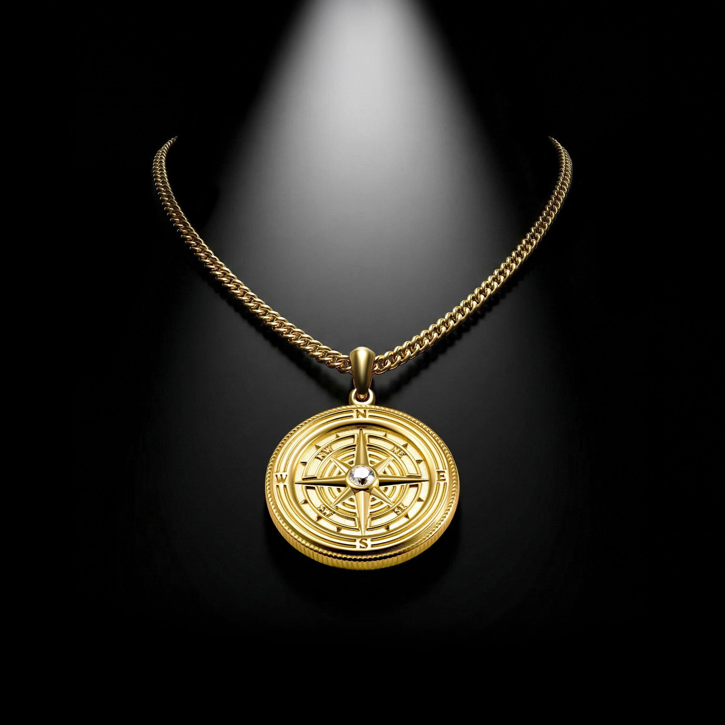 DIRT　COMPASS ROSE ネックレス Mens Compass Necklace 14K Gold | Vincero Collective