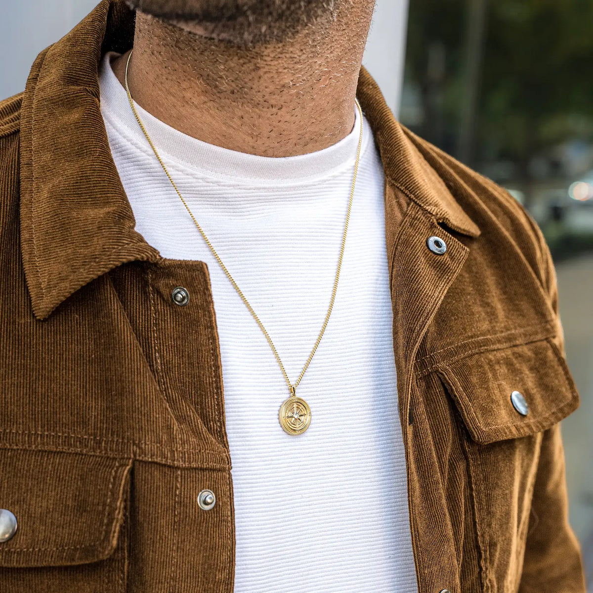 Gold Compass Pendant For Men