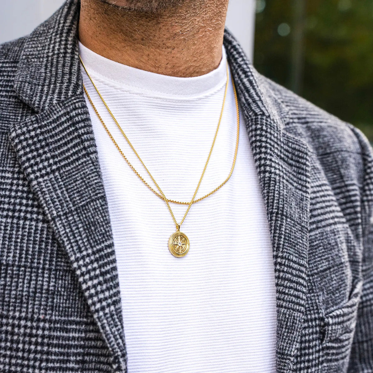 gold compass pendant for men