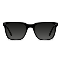 Black sunglasses with gradient lenses on a white background
