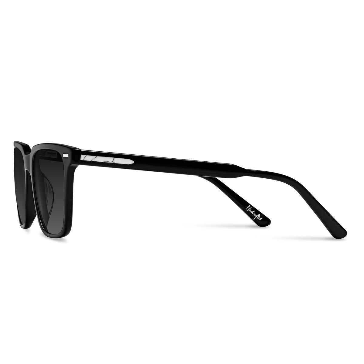 Black sunglasses with a white background