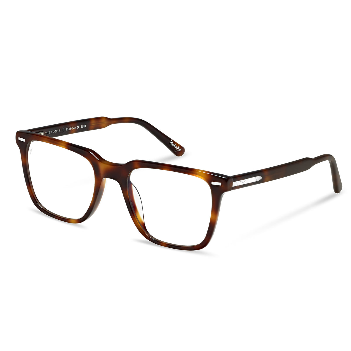 Tortoiseshell eyeglasses on a white background