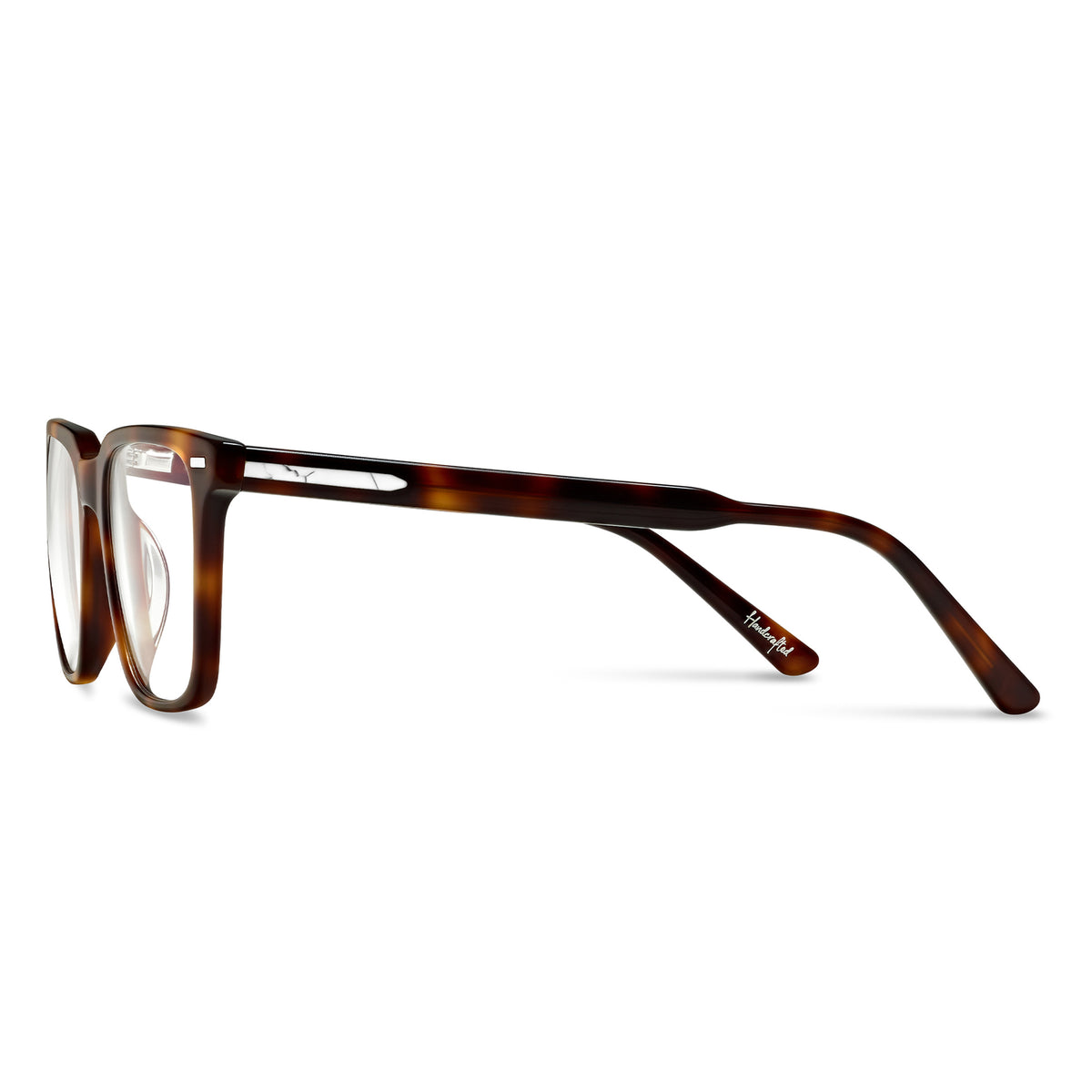 Havana tortoiseshell eyeglasses on a white background
