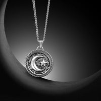 Star & Crescent Amulet - Sterling Silver