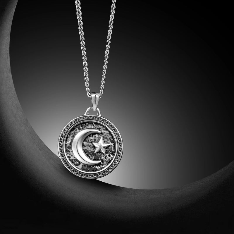 Star & Crescent Amulet - Sterling Silver