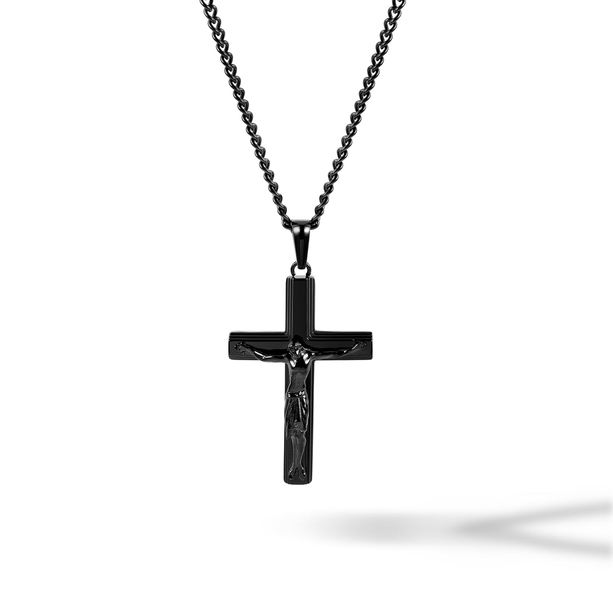Black crucifix pendant for men. 