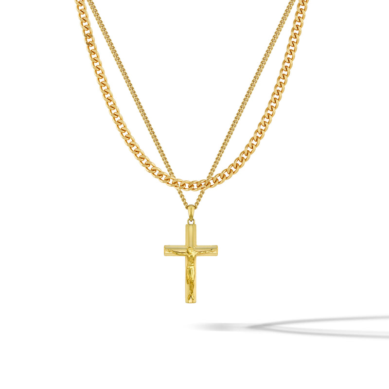 Crucifix Pendant - Gold Set
