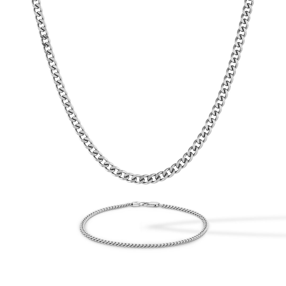 Curb Chain Set - Sterling Silver Set