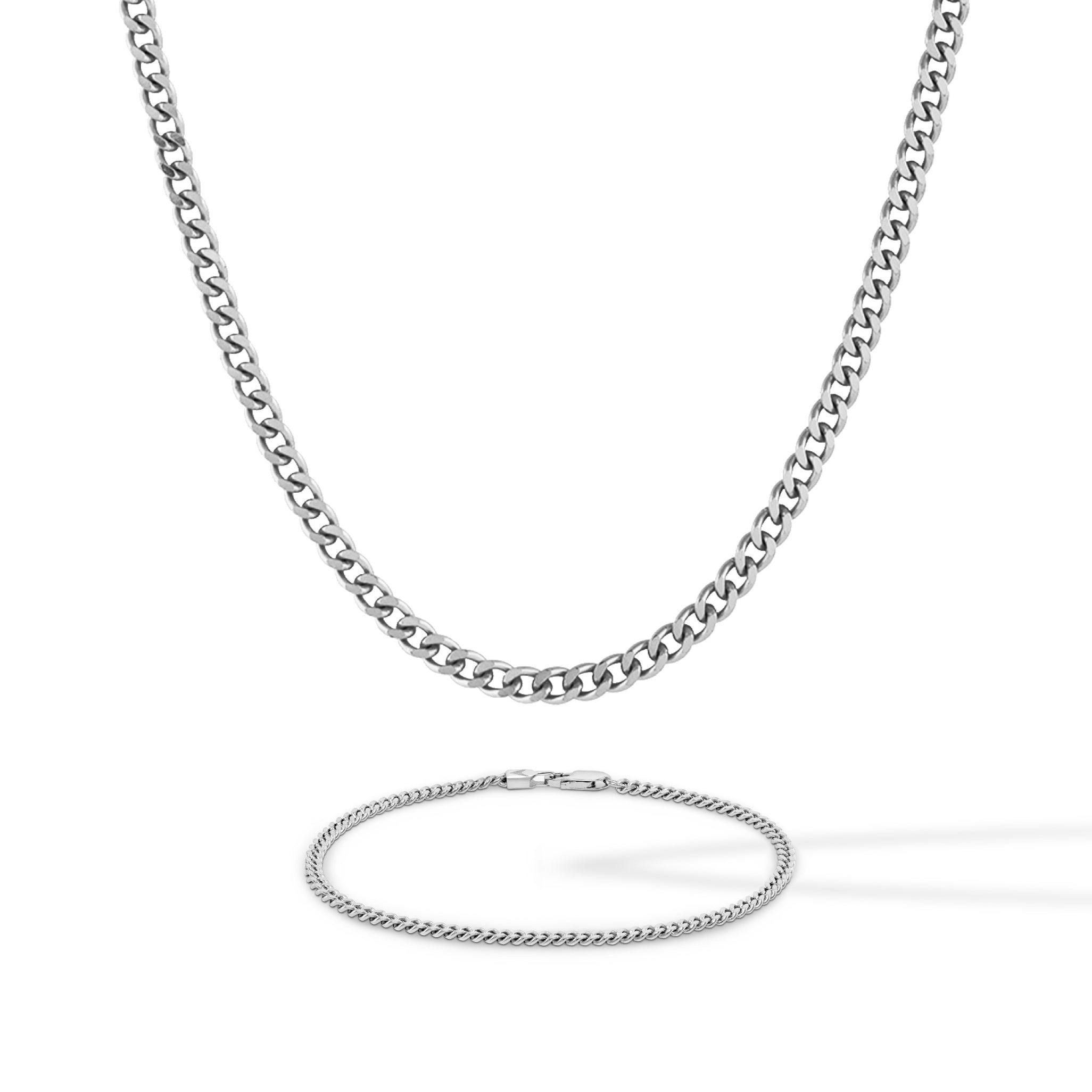 Curb Chain Set - Sterling Silver Set