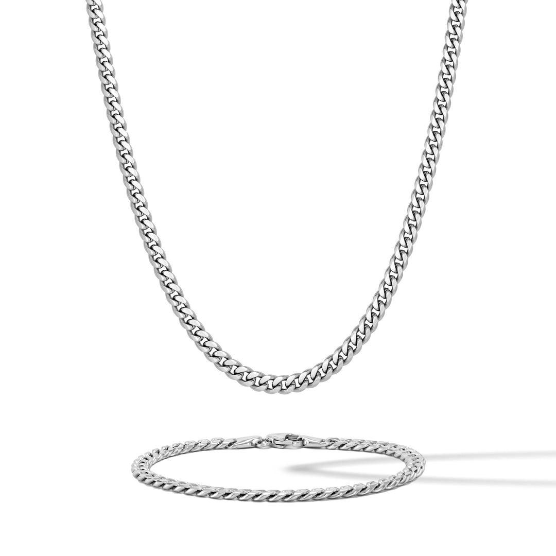 Cuban Chain Set, 5MM - Silver Set