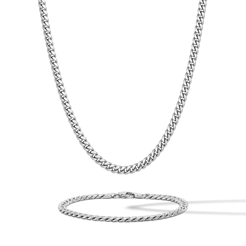Cuban Chain Set, 5MM - Silver Set