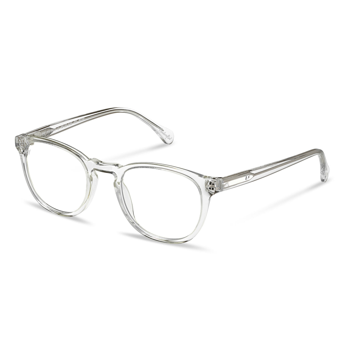 Clear eyeglasses on a white background