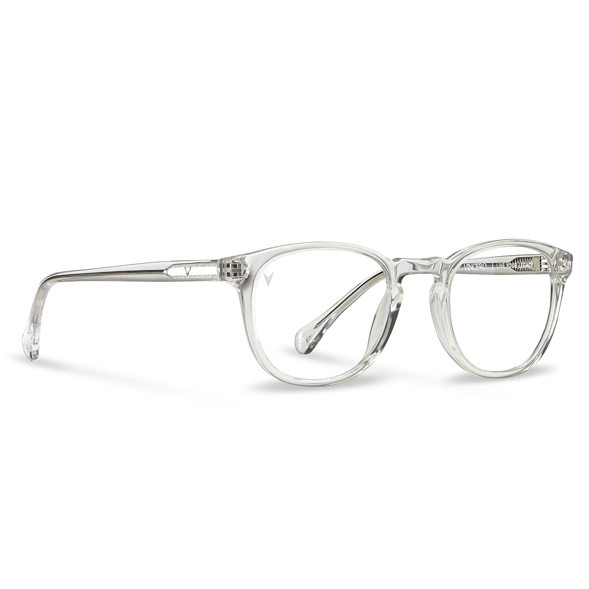 Clear eyeglasses on a white background