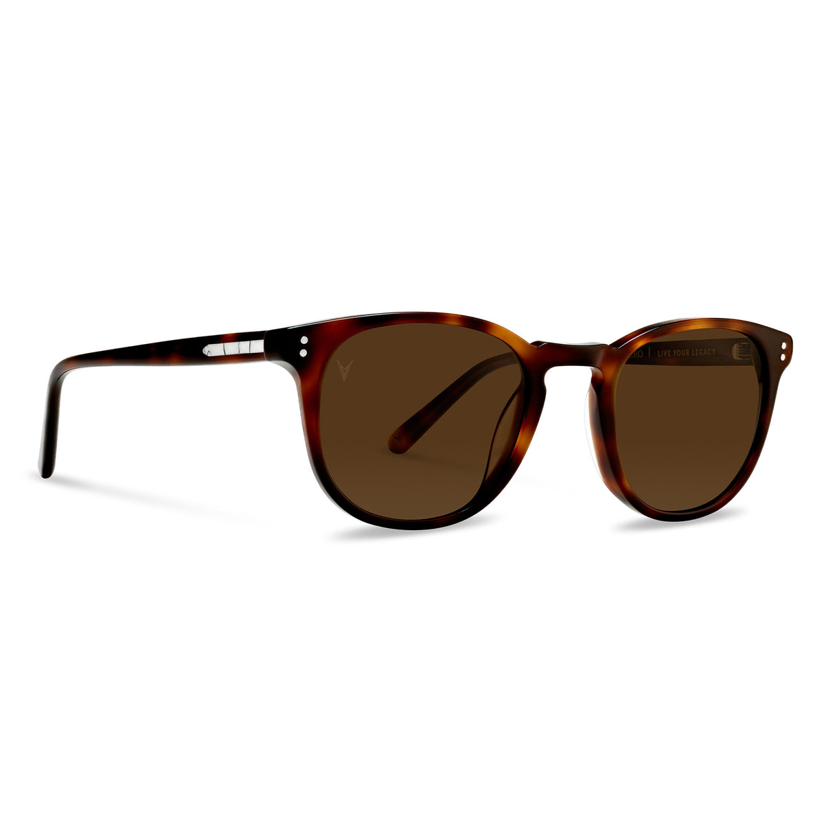 Brown sunglasses with tortoiseshell frame on a white background