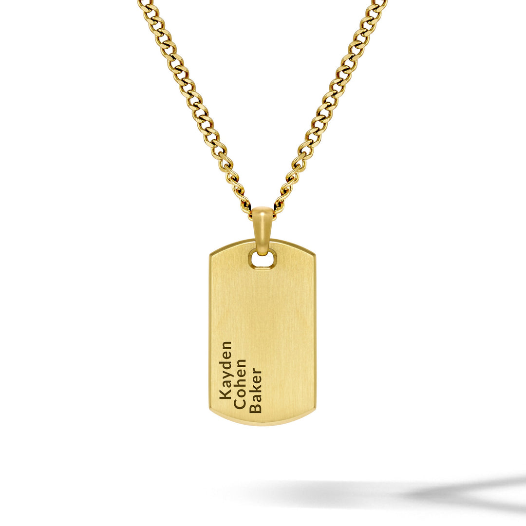Beveled Tag Pendant - 14K Gold
