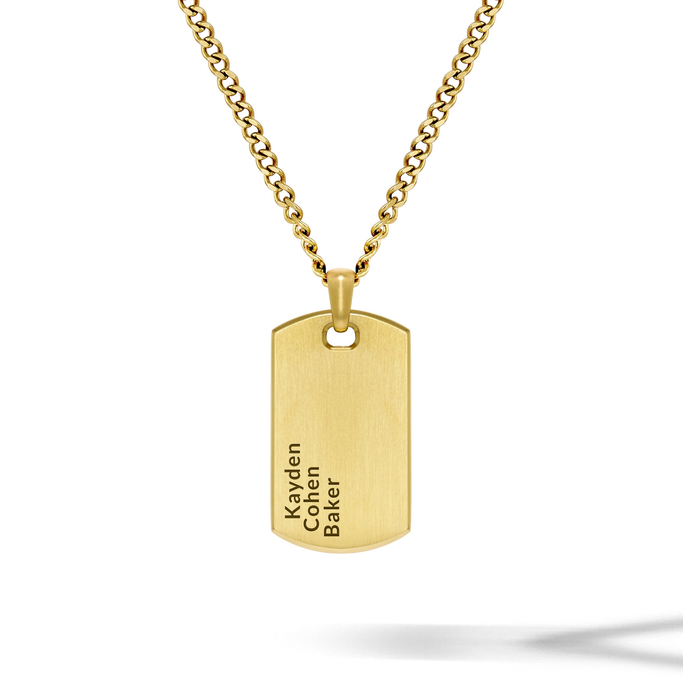 Beveled Tag Pendant - 14K Gold