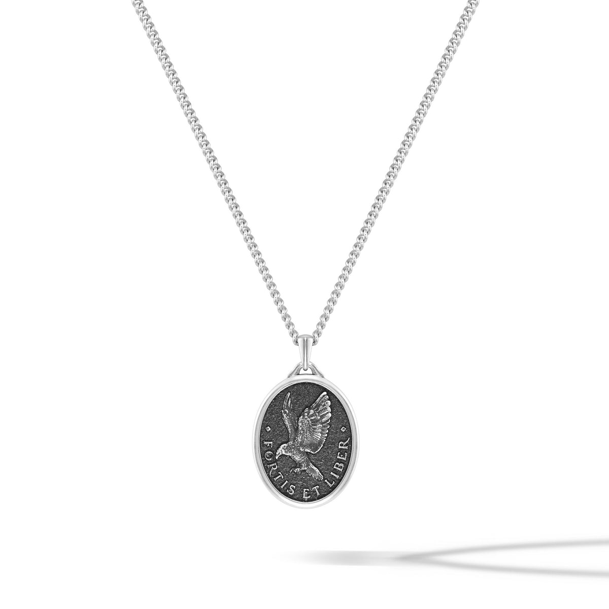 Silver chain necklace with silver eagle pendant