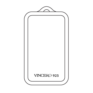 Outline of a phone case with 'Vincero 925' branding on a white background