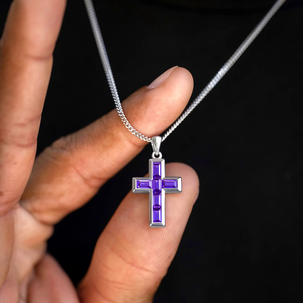 Stone Cross Pendant - Amethyst | Vincero Collective Stone Cross Pendant - Amethyst | Vincero Collective