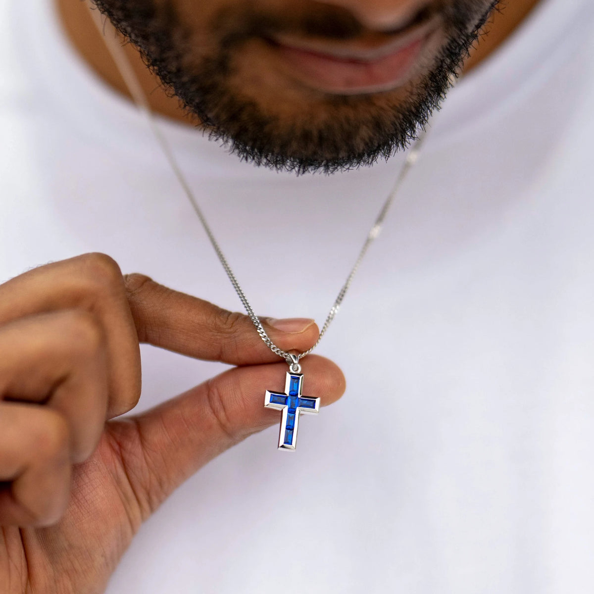 Sapphire blue cross for men 