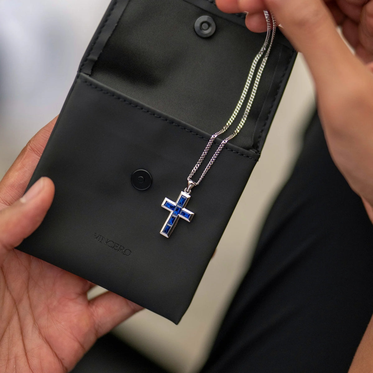 Sapphire blue cross for men 