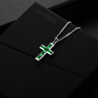 Stone Cross Pendant - Emerald