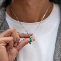 Stone Cross Pendant - Emerald