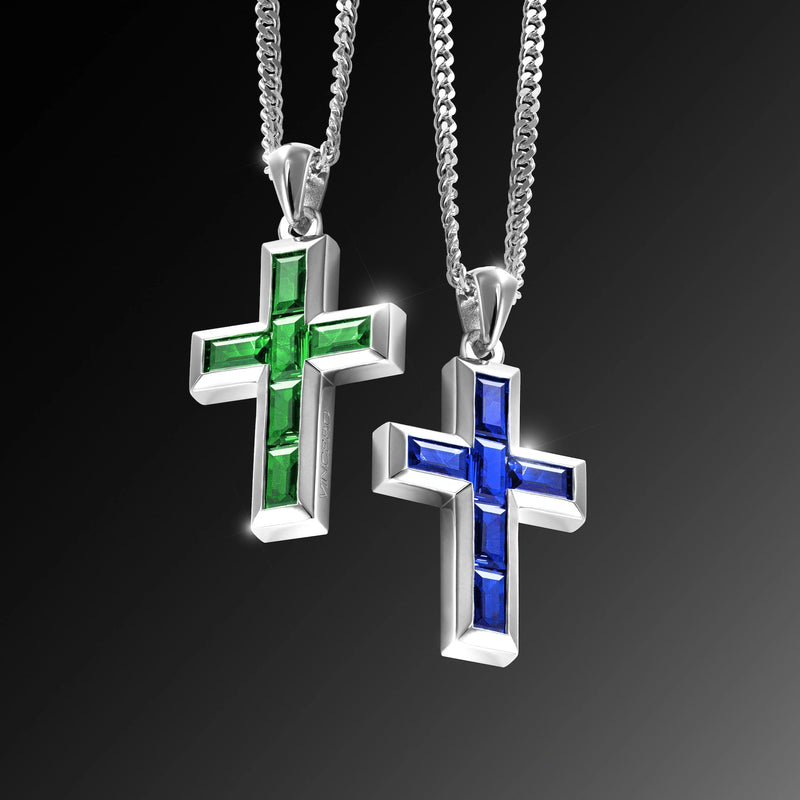 Stone Cross Pendant - Emerald