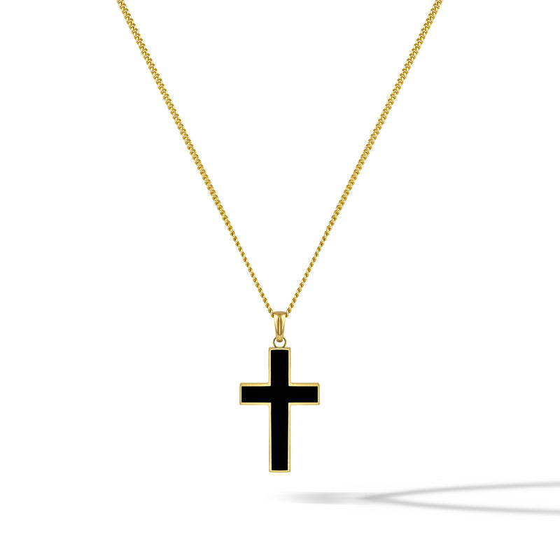 Stone Cross (Large) - 14K Gold Onyx
