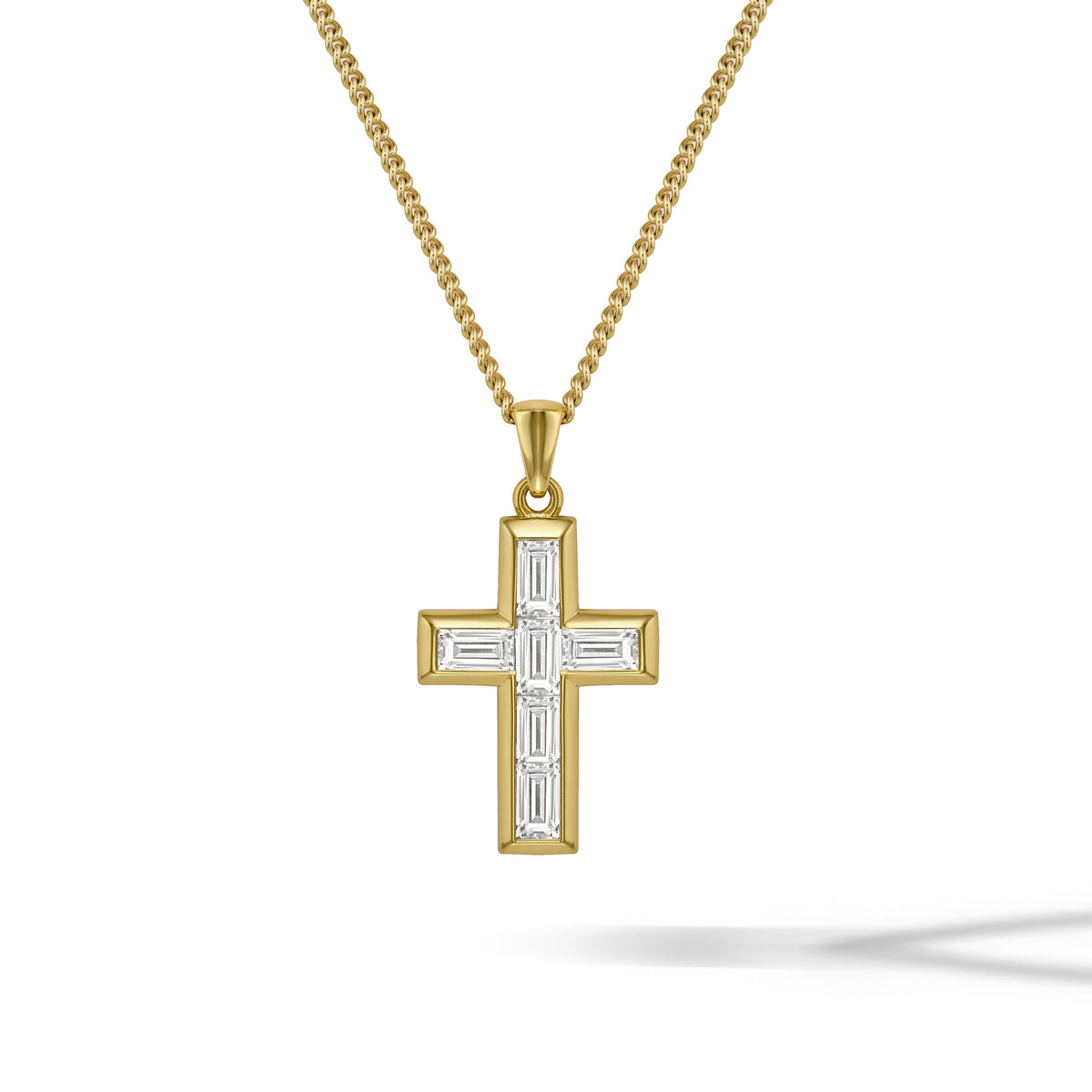 Gold and Diamond Cross Necklace For Men