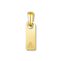 Gold pendant with letter 'A' on a white background