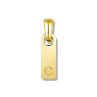 Gold pendant with a letter 'C' on a white background