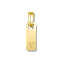 Gold pendant with 'Y' on a white background